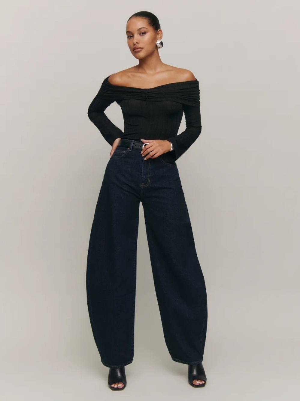 Reformation Dark Indigo Wide Leg Jeans